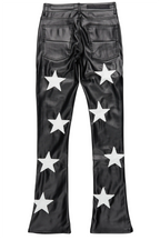 Steen Black PU Stacked Flare Jean