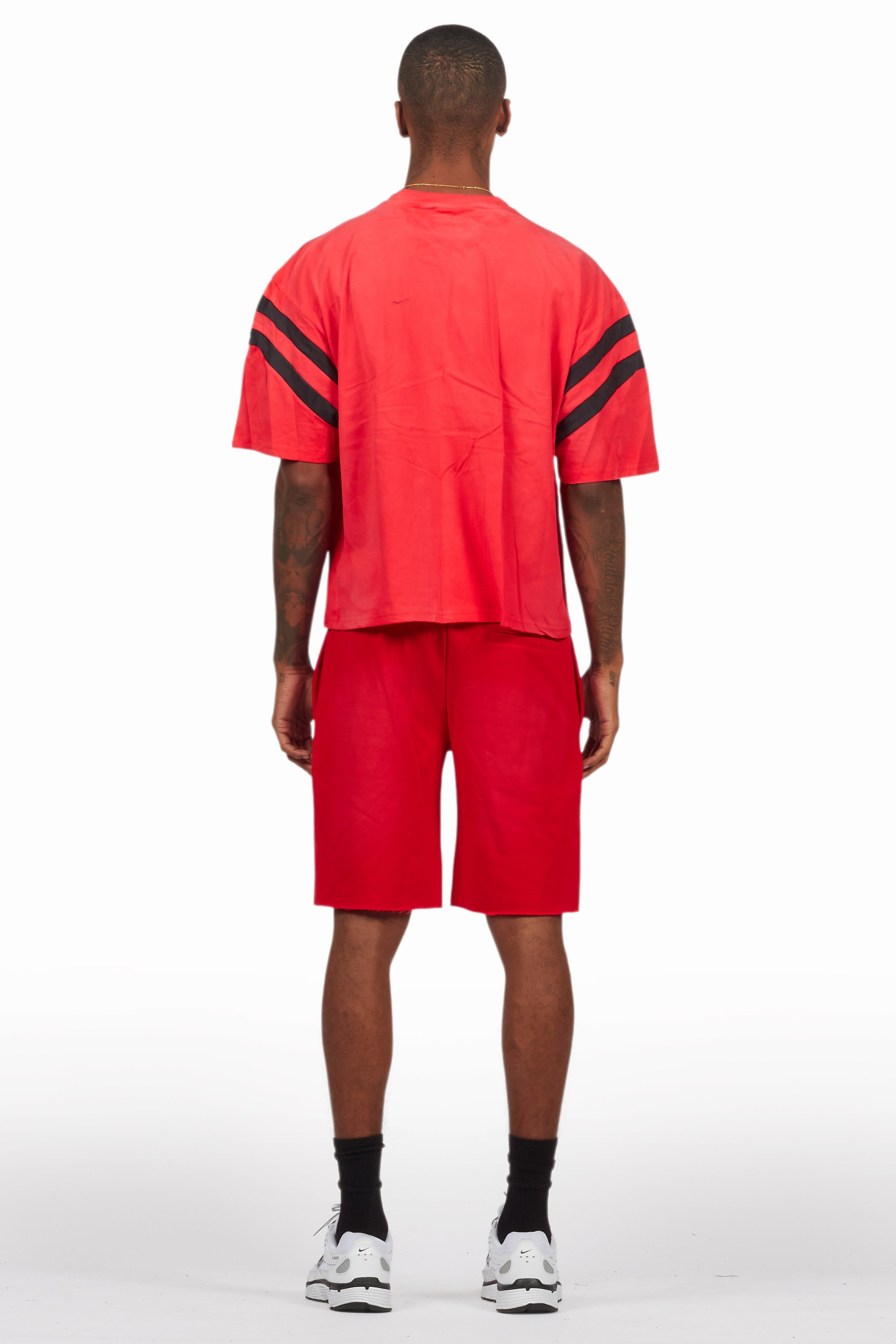 Tumo Red Crop Boxy Tee Short Set