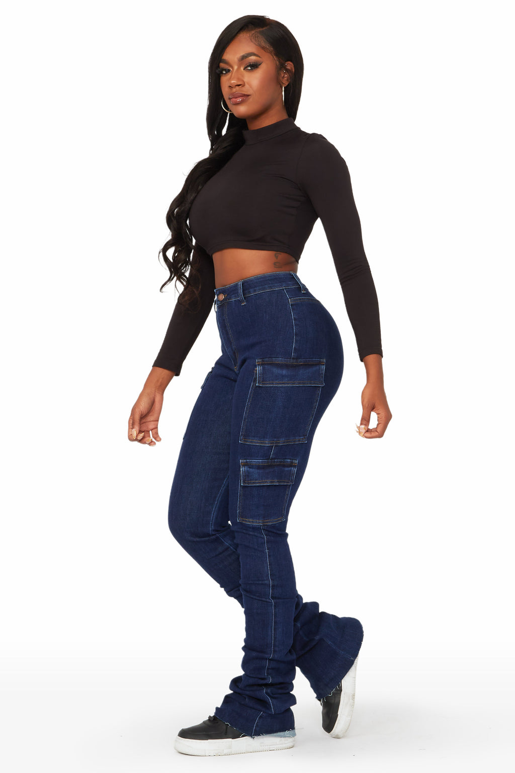 Vixen Dark Wash Cargo Super Stacked Jean