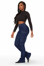 Vixen Dark Wash Cargo Super Stacked Jean