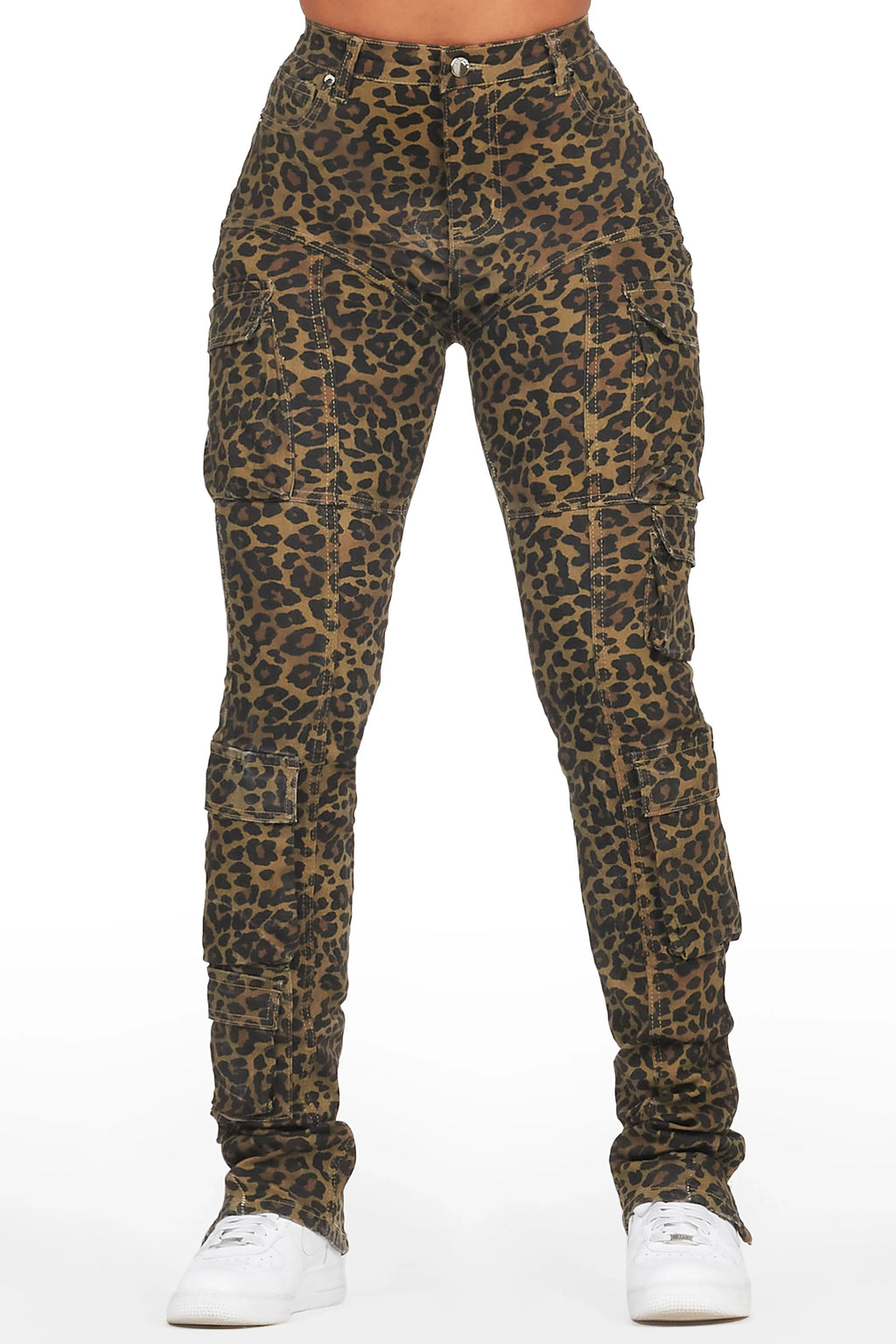 Jaylin Cheetah Skinny Stacked Jean