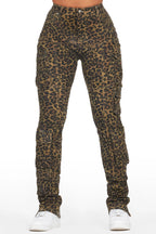 Jaylin Cheetah Skinny Stacked Jean