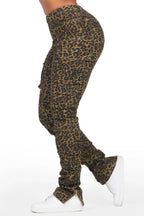 Jaylin Cheetah Skinny Stacked Jean