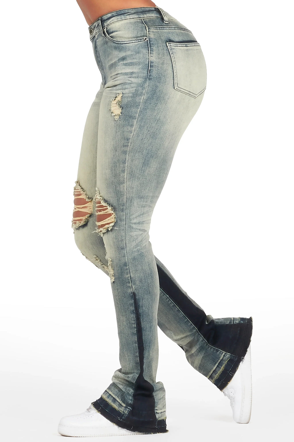 Jazminn Tinted Dark Wash Stacked Flare Jean