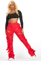 Cataleya Red Super Stacked Jean