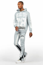Edel Grey/White Hoodie/Stacked Flare Pant Set