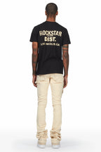 Daan Beige Painter Super Stacked Flare Jean