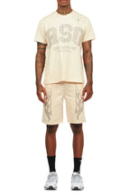 Bellamy Beige/Black Rhinestone Tee Short Set