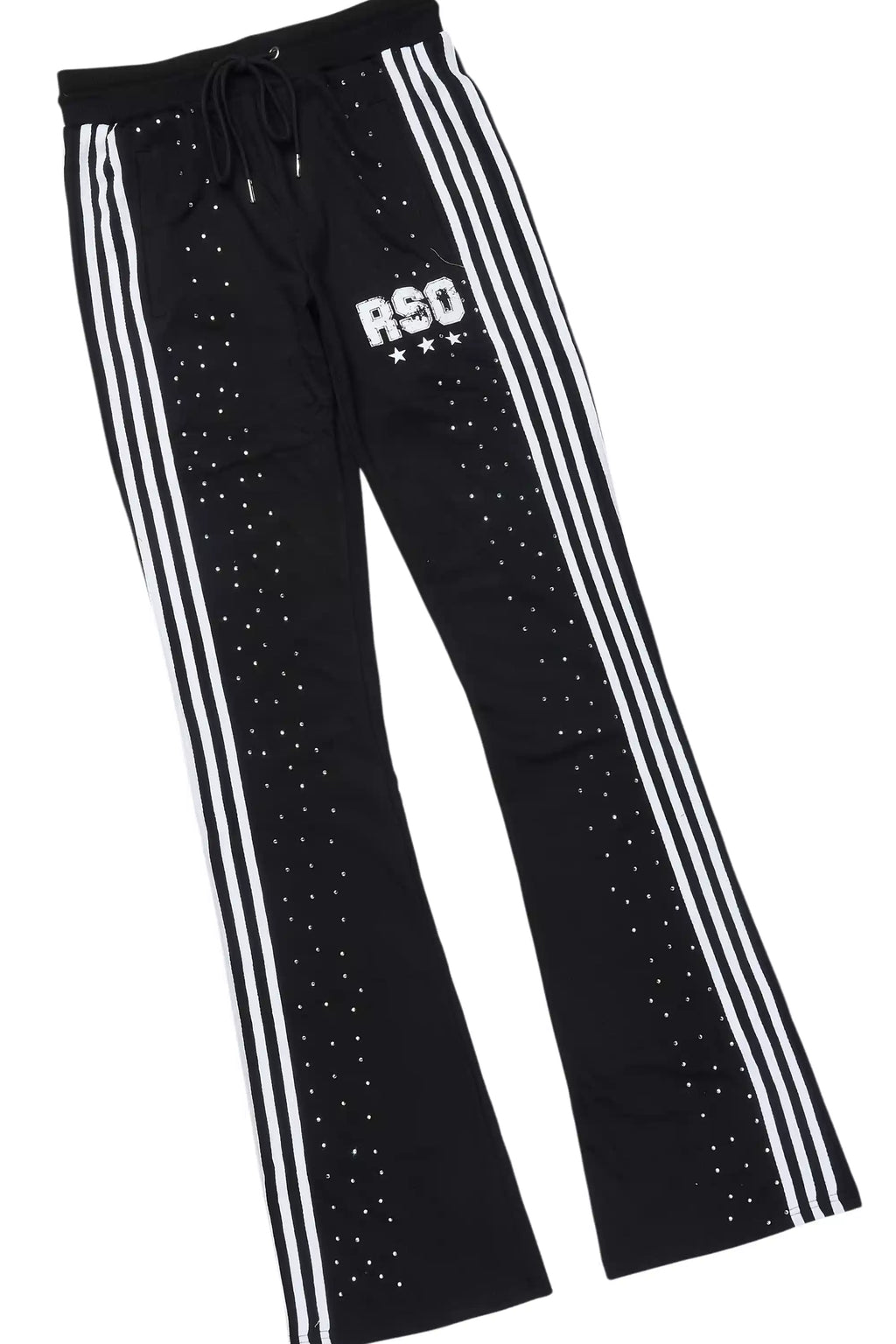 Tylla Black Rhinestone T-Shirt/Baggy Stacked Track Set