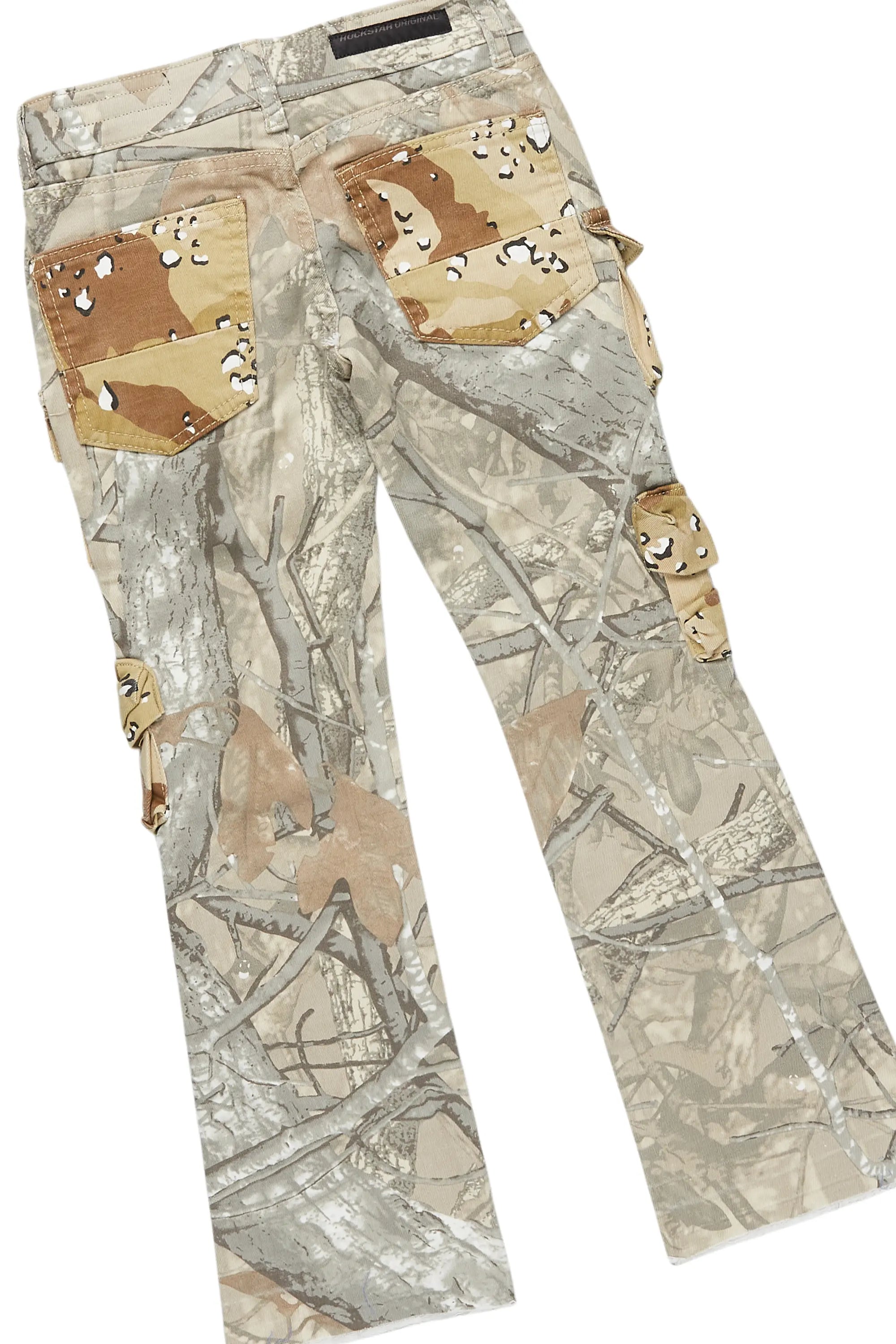 Girls Koen Grey T-Shirt/Stacked Flare Cargo Jean Set