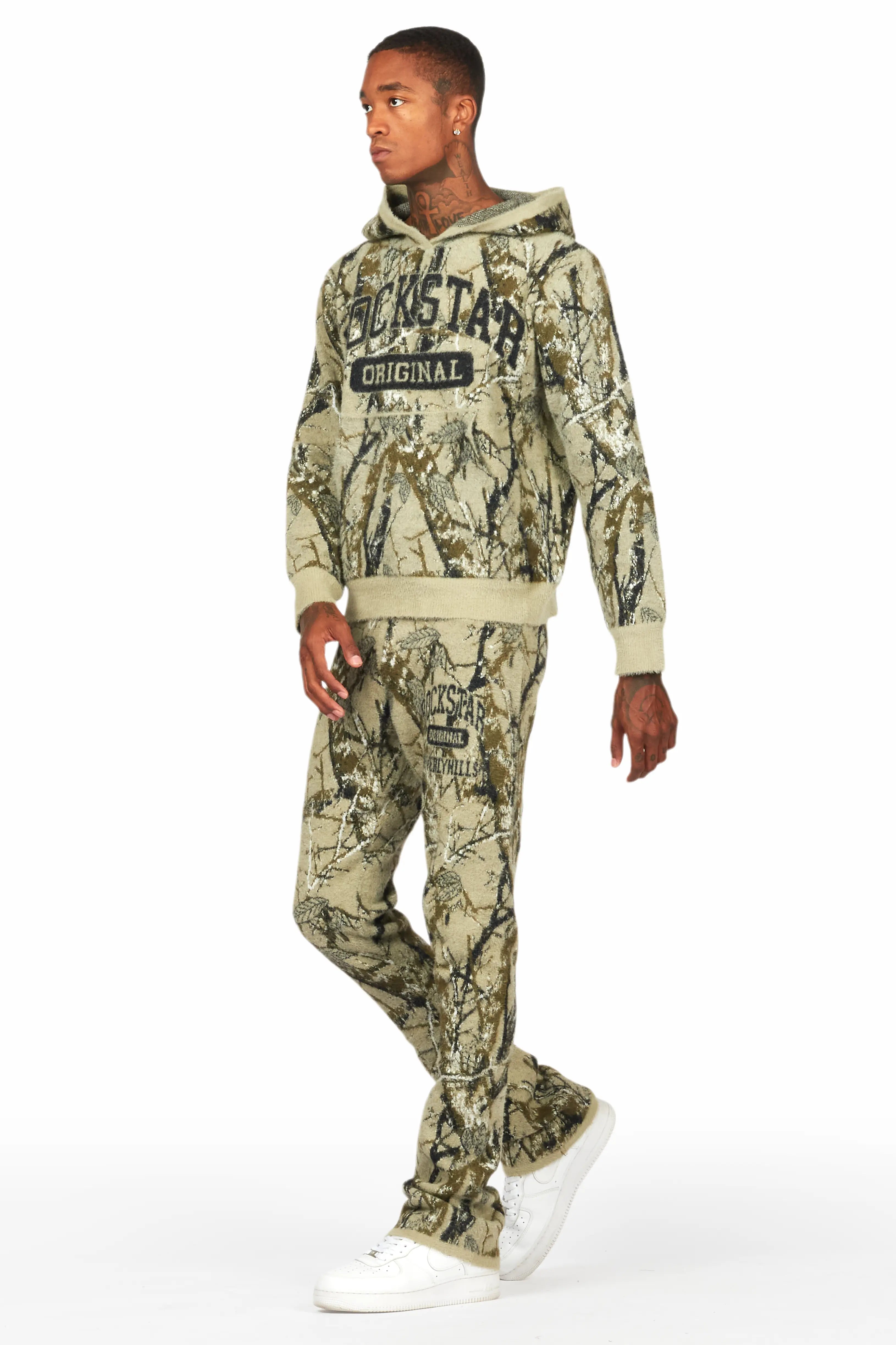 Member Tree Camo Stacked Flare Knitted Mohair Track Set