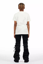 Boys Vasco Jet Black Stacked Flare Jean