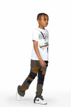 Boys Yasu White T-Shirt/Patch Cargo Jean