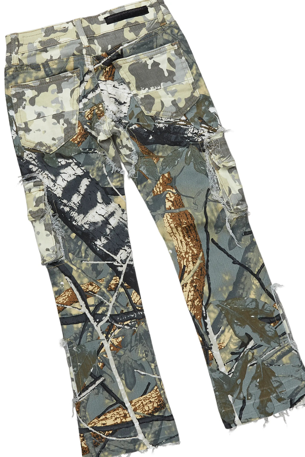 Boys Koen Grey/Tree Camo T-Shirt/Stacked Flare Jean Set