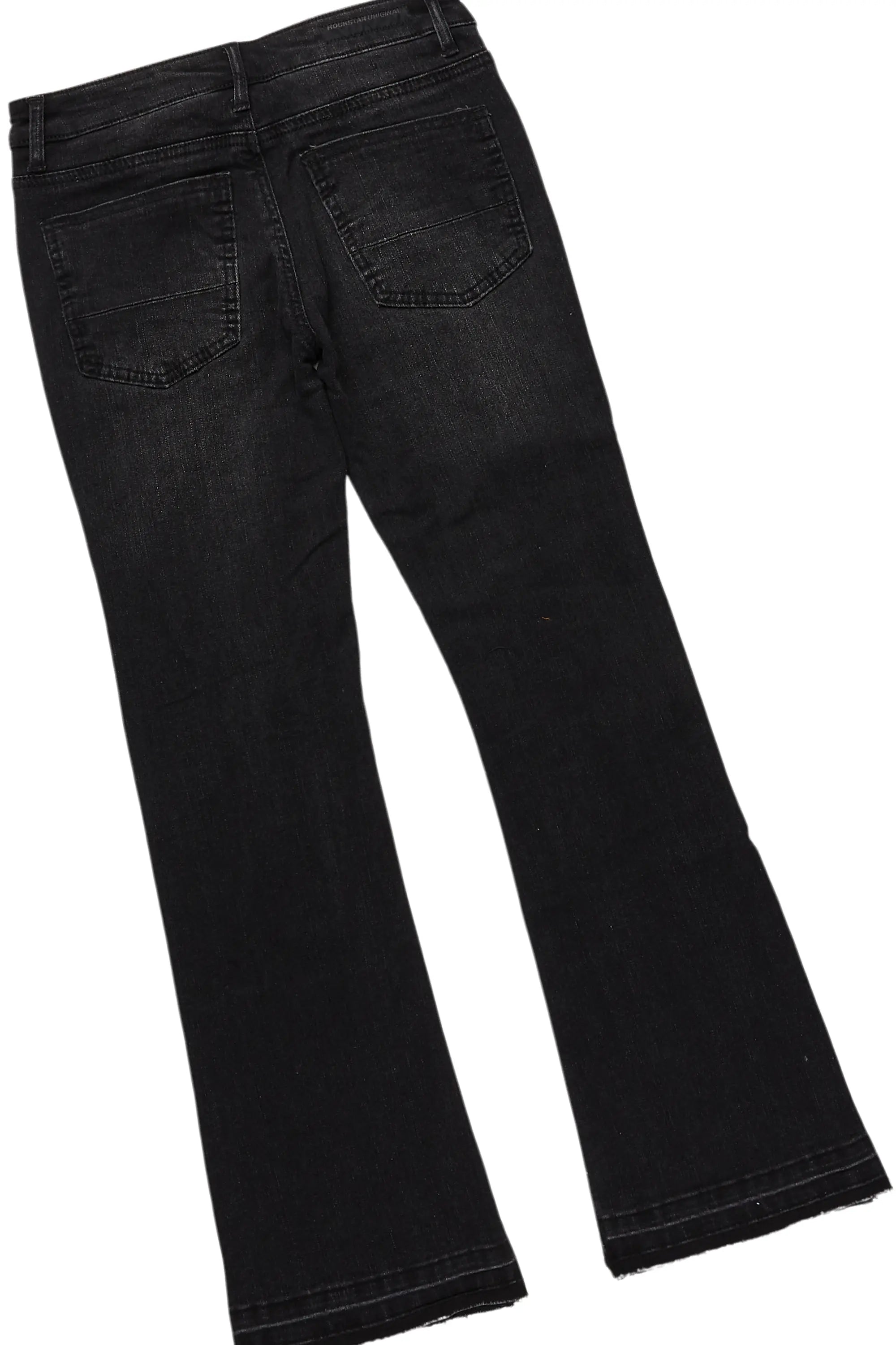 Boys Beno Black Hoodie/Stacked Flare Jean Set