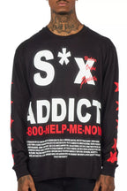 Addict Black/Red Long Sleeve Graphic T-Shirt