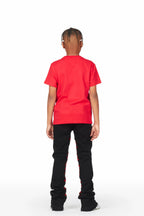 Boys Collette Black Super Stacked Flare Jean