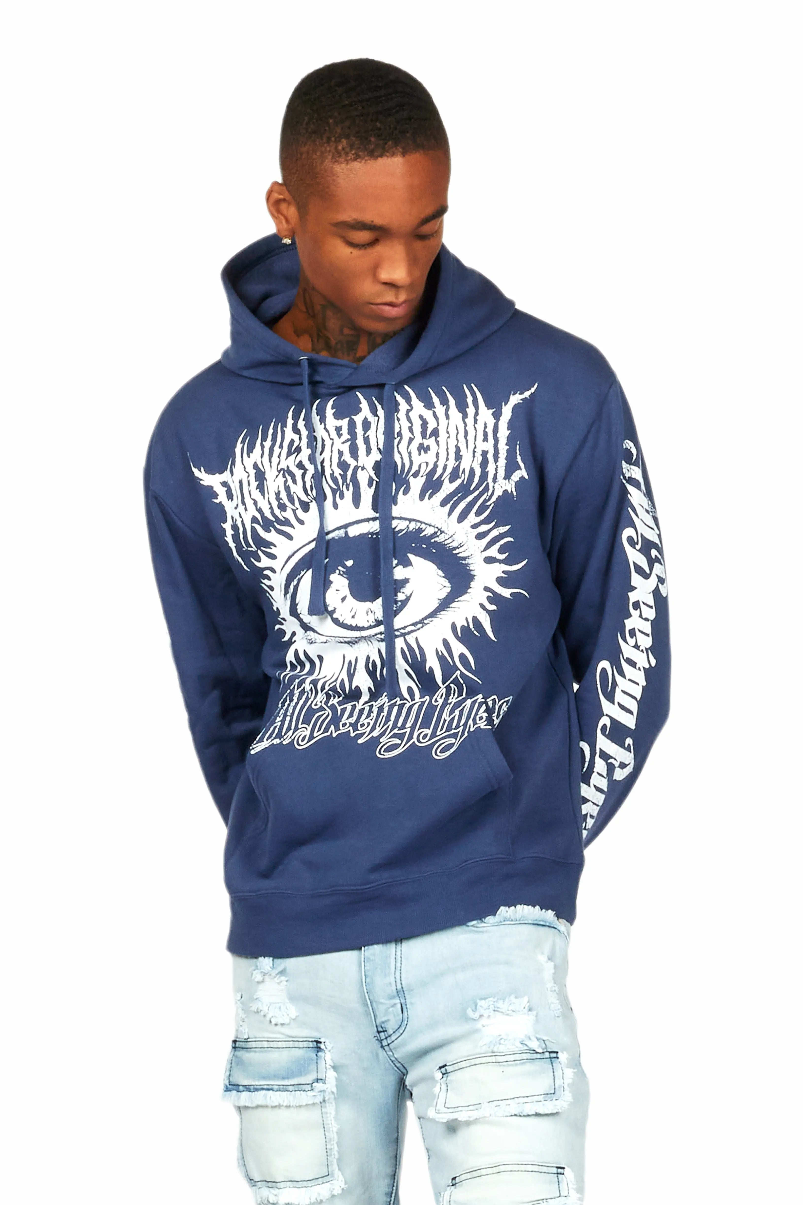 All Seeing Eyes Navy Graphic Hoodie