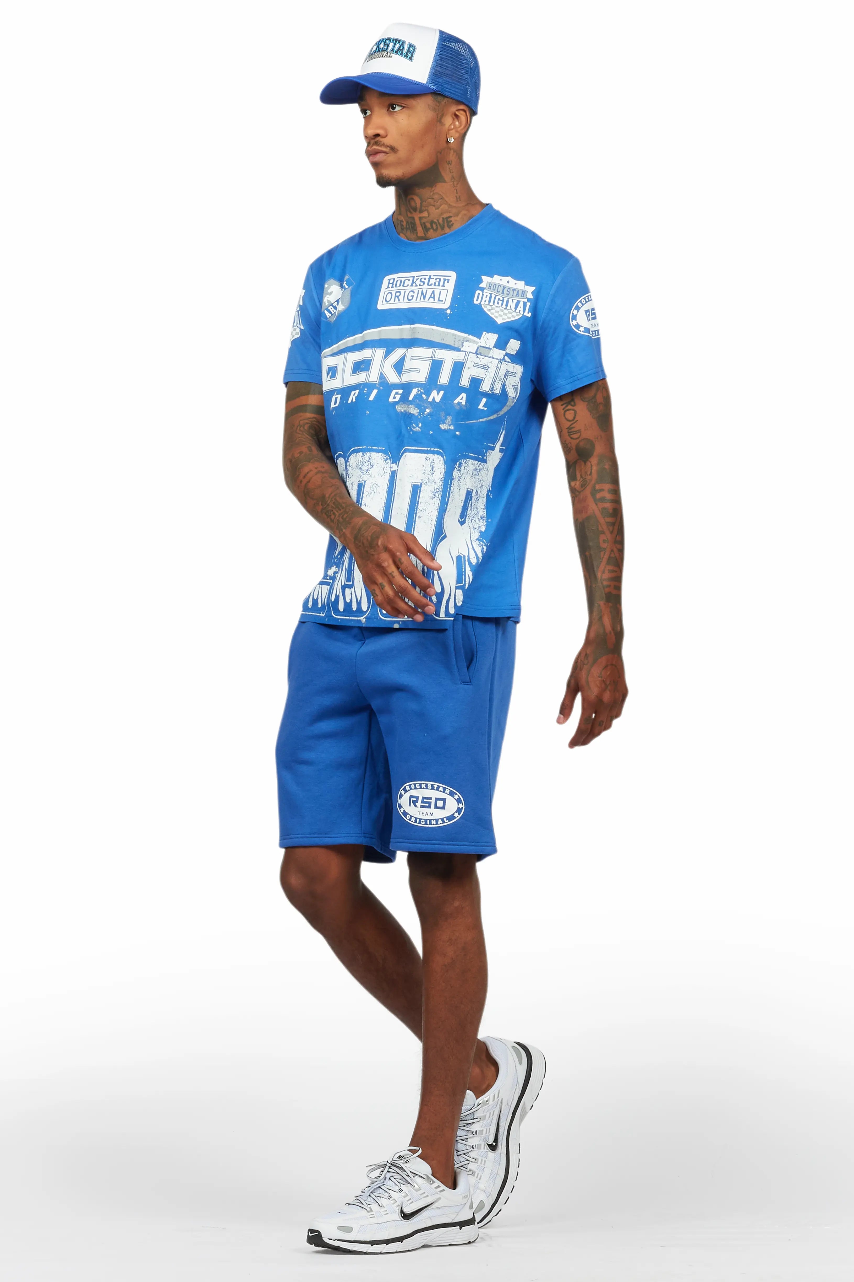 Amos Royal Blue/White T-Shirt Short Set