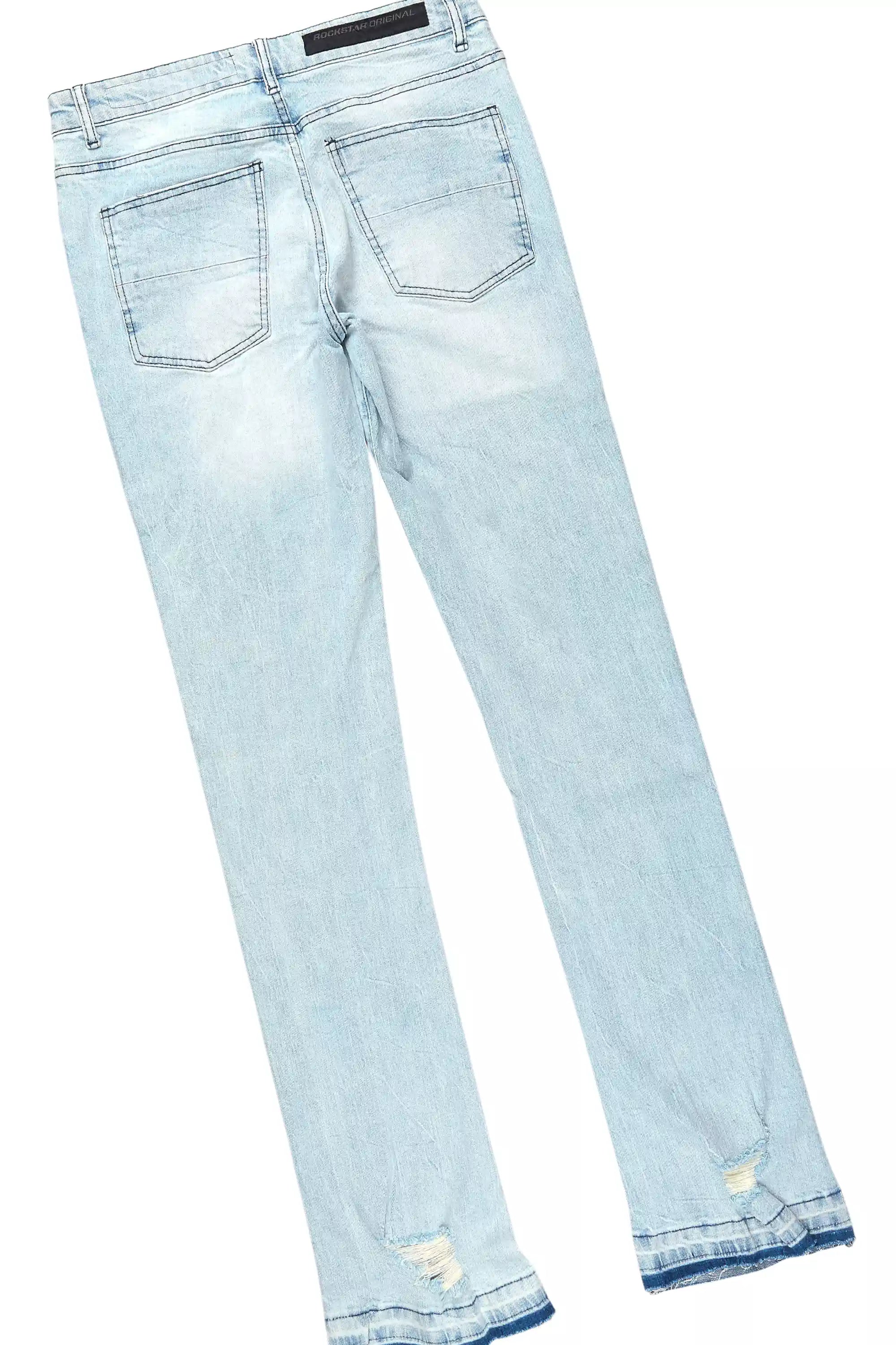 Tarl Blue Oversized T-Shirt/Stacked Flare Jean Set