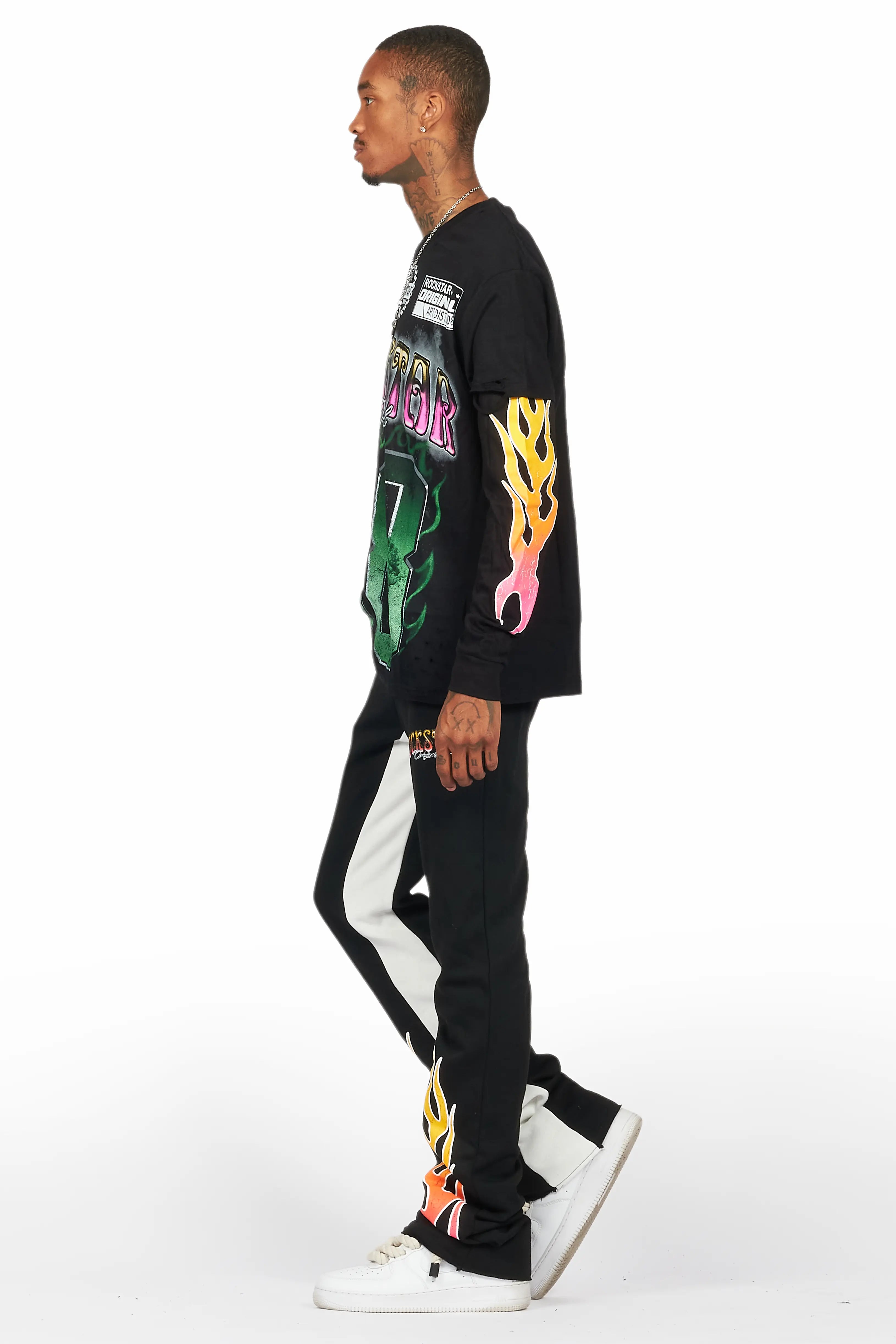 Quito Double Layer T-Shirt/Stacked Baggy Track Pant Set