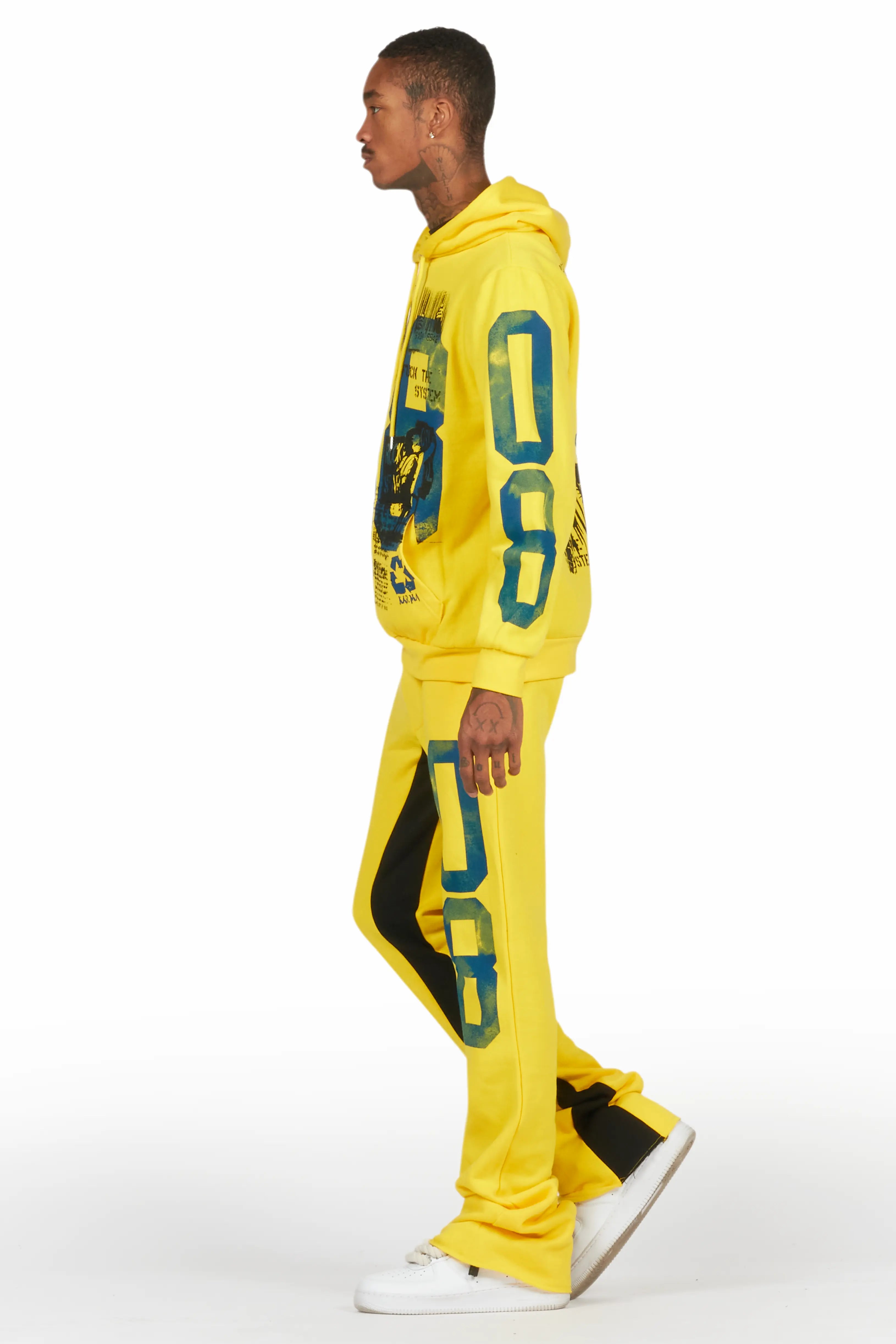 Grill Yellow Hoodie Baggy Track Pant Set