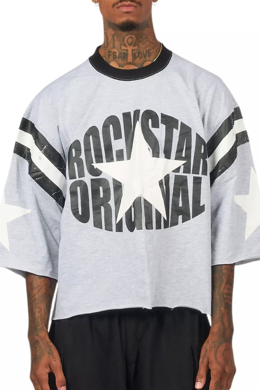 States Grey Boxy Crop T-Shirt