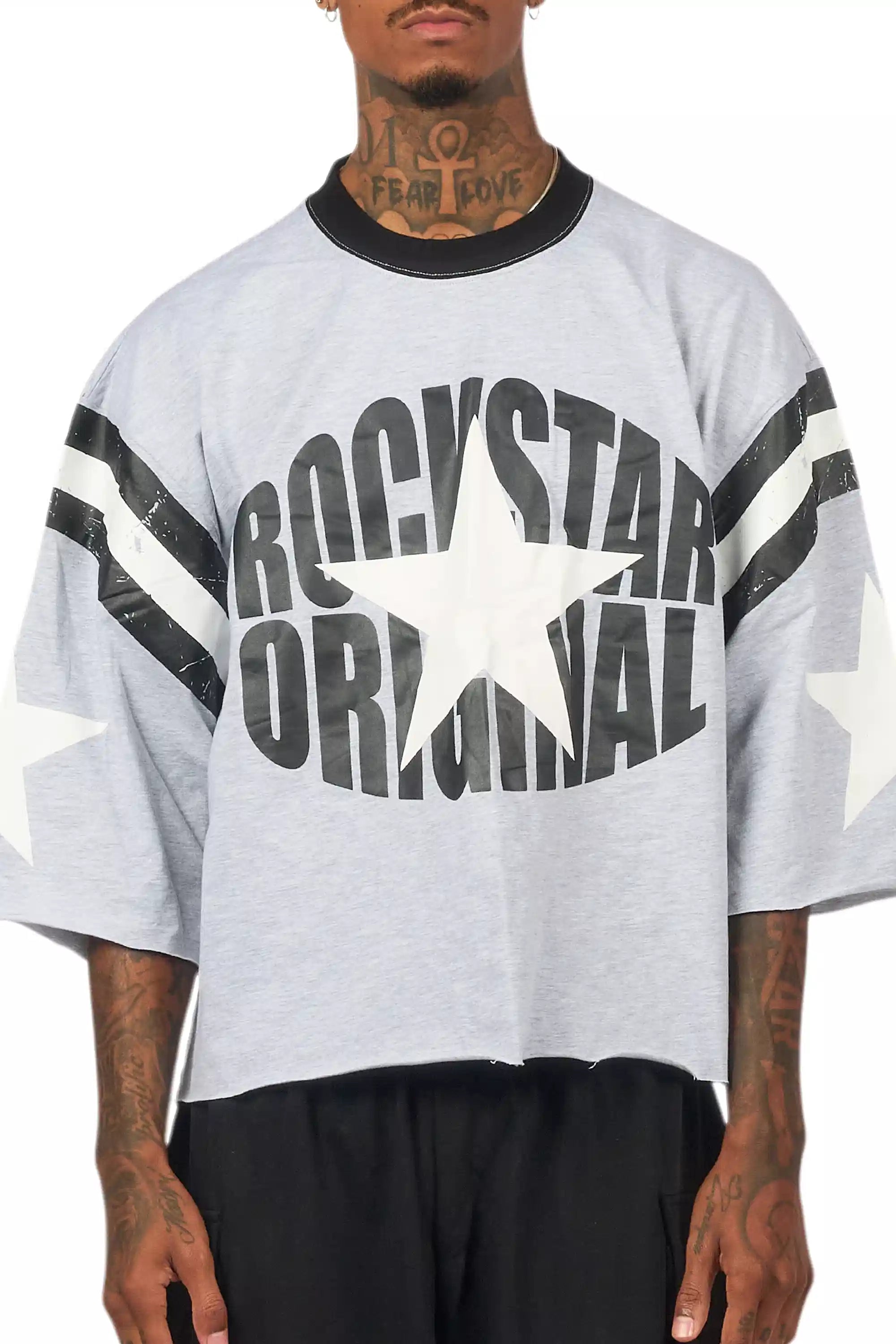 States Grey Boxy Crop T-Shirt