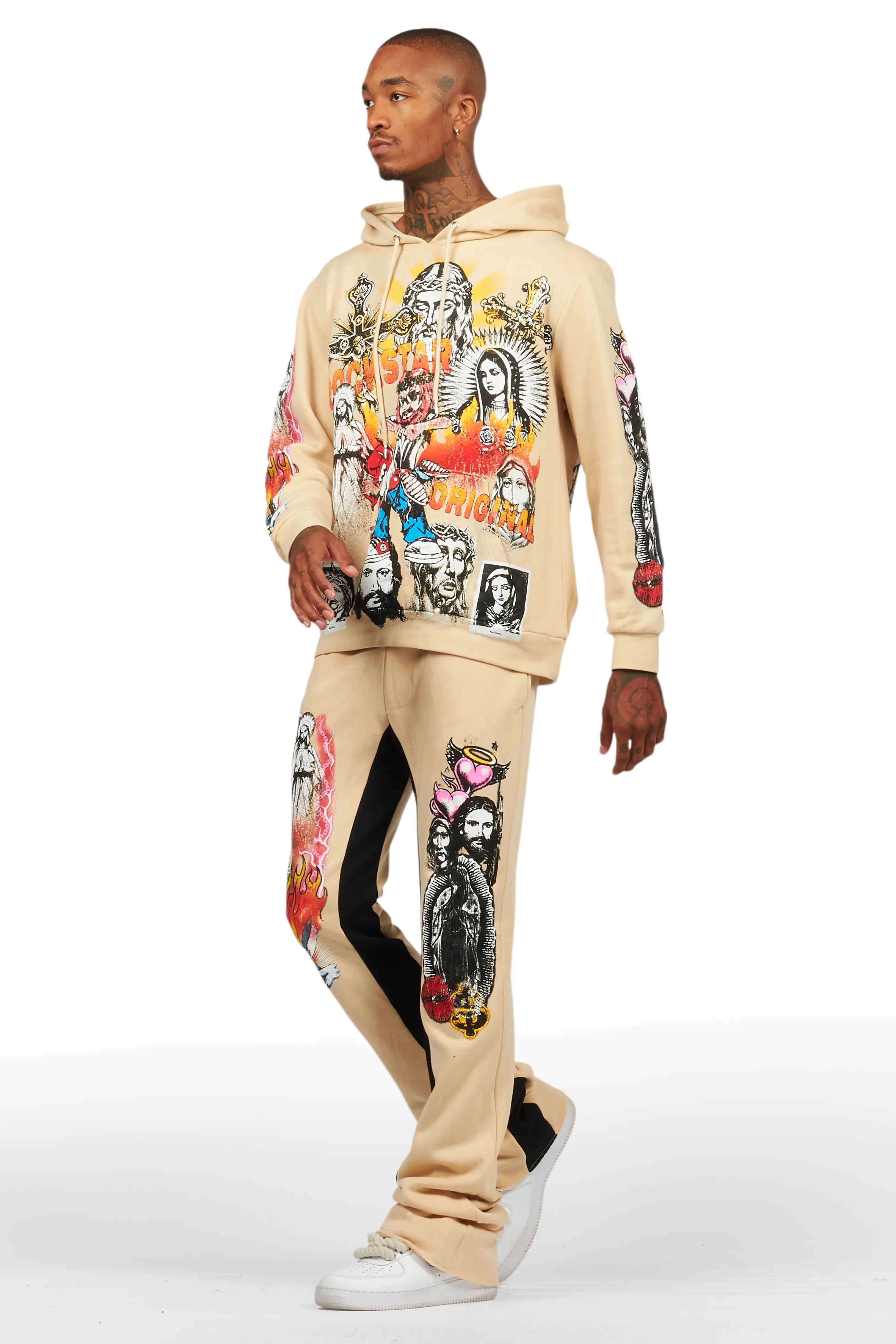 Santos Beige Hoodie/Baggy Track Pant Set