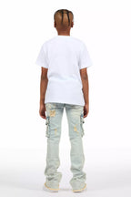 Boys Adalee Blue Slim Stacked Flare Cargo Jean