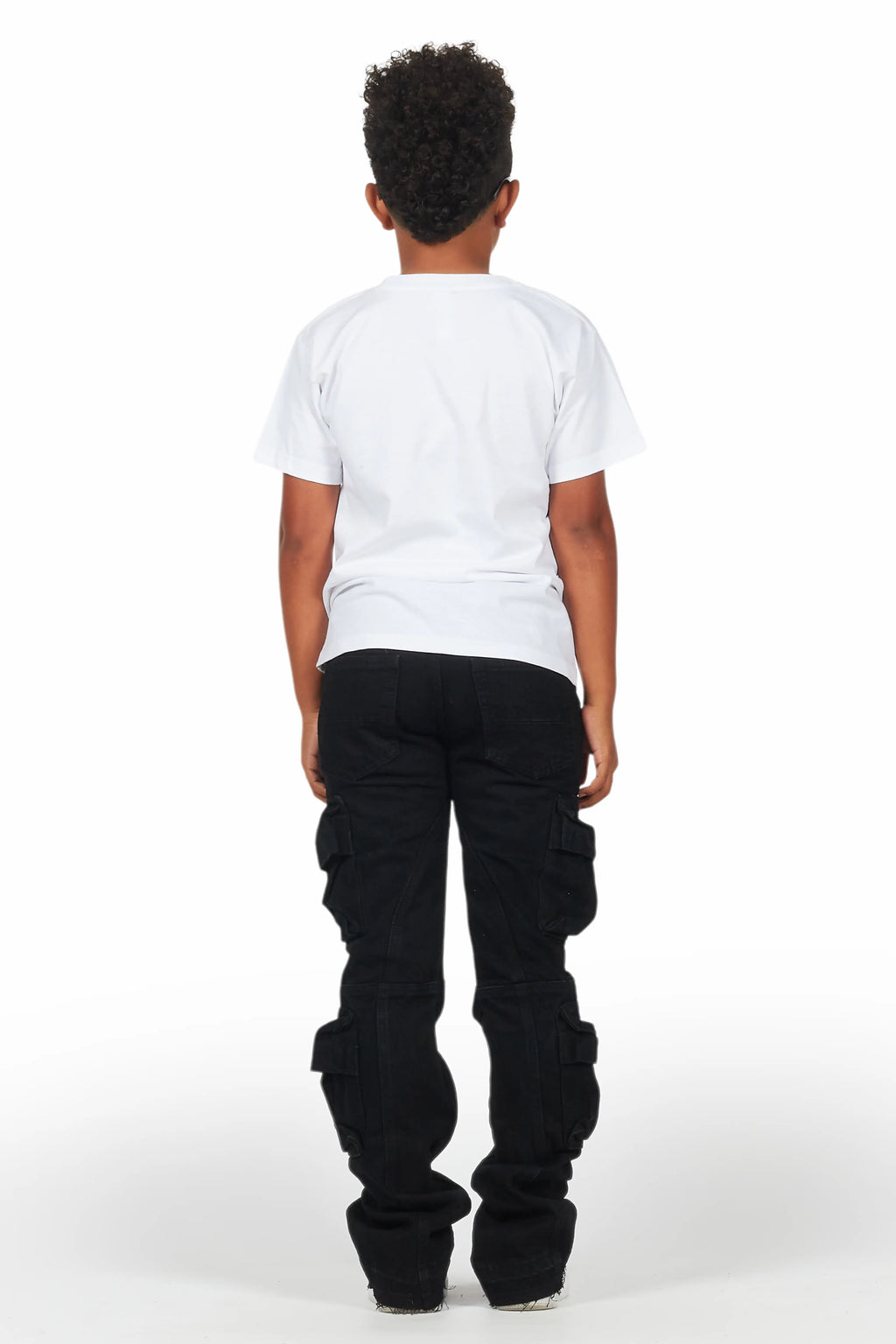 Boys Gregor Black Stacked Flare Cargo Jean