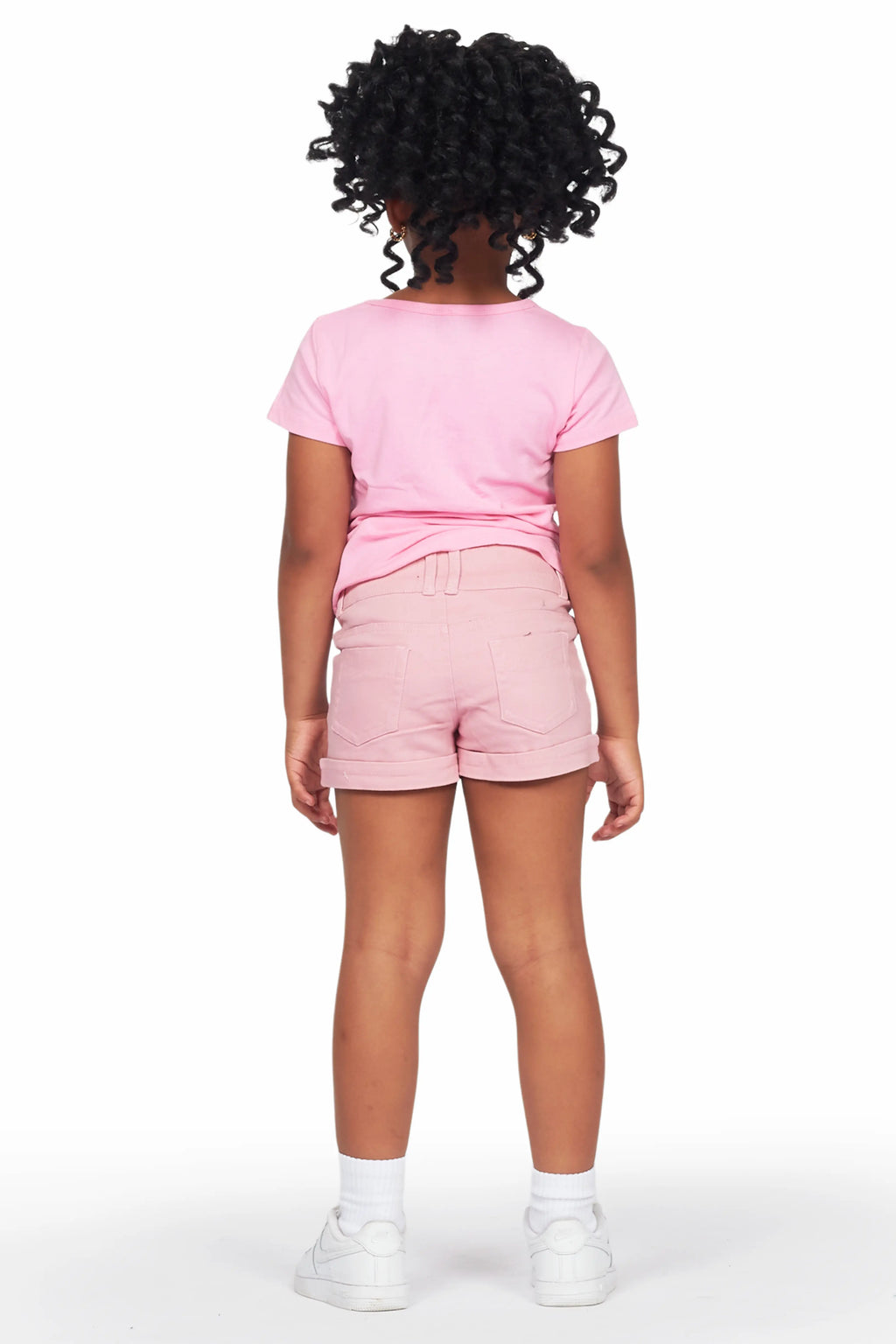 Girls Jadey Pink T-Shirt/Denim Short Set