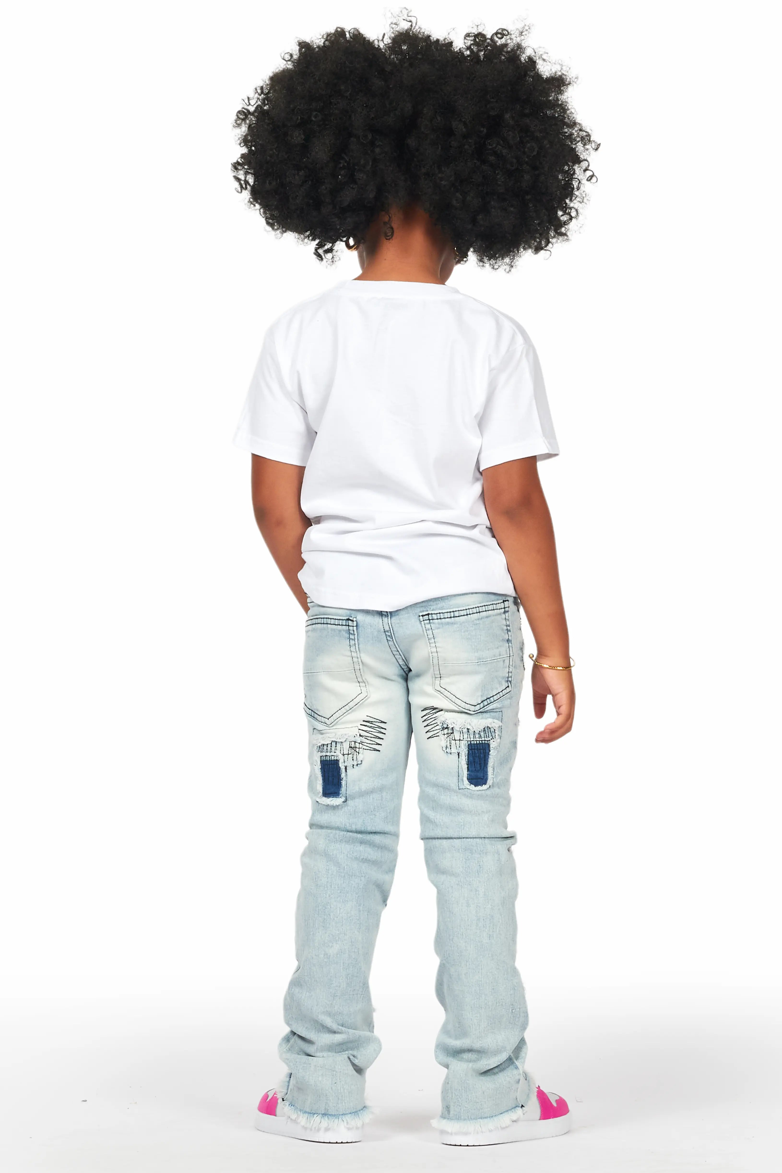 Girls Camie Blue Stacked Flare Jean