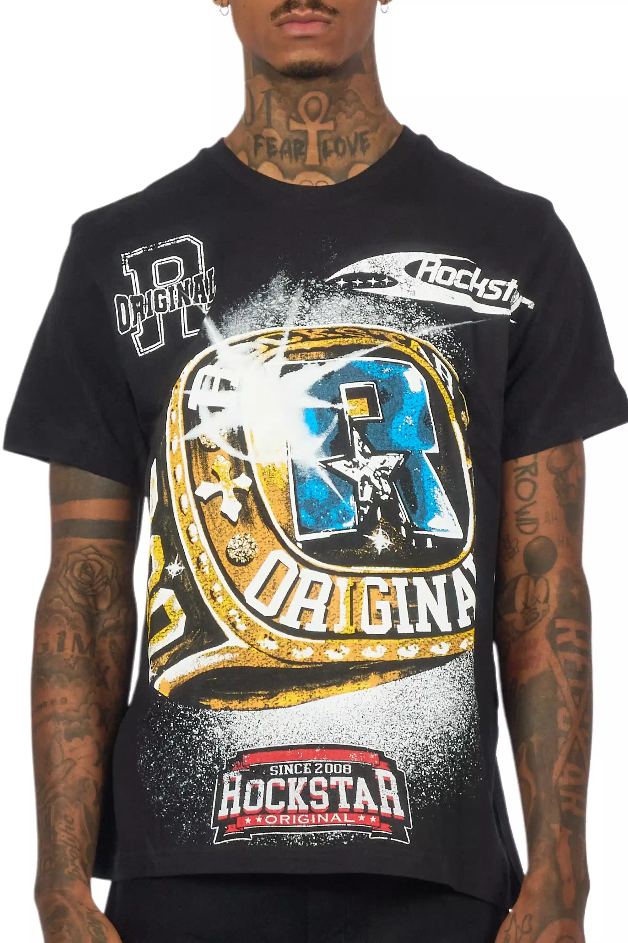 Gemchamp Black Graphic T-Shirt