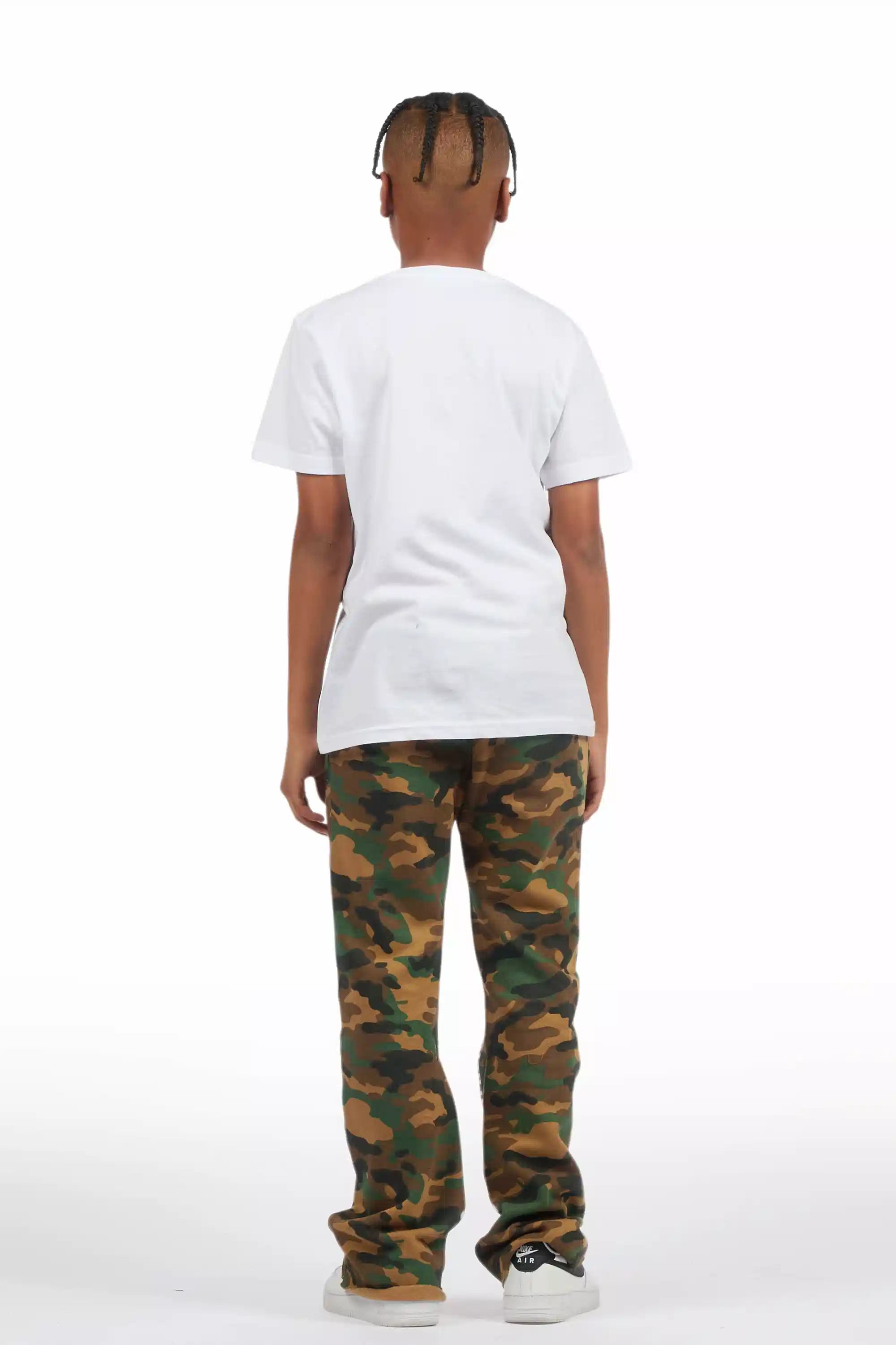 Boys Callie Faded Camo Stacked Flare Pants