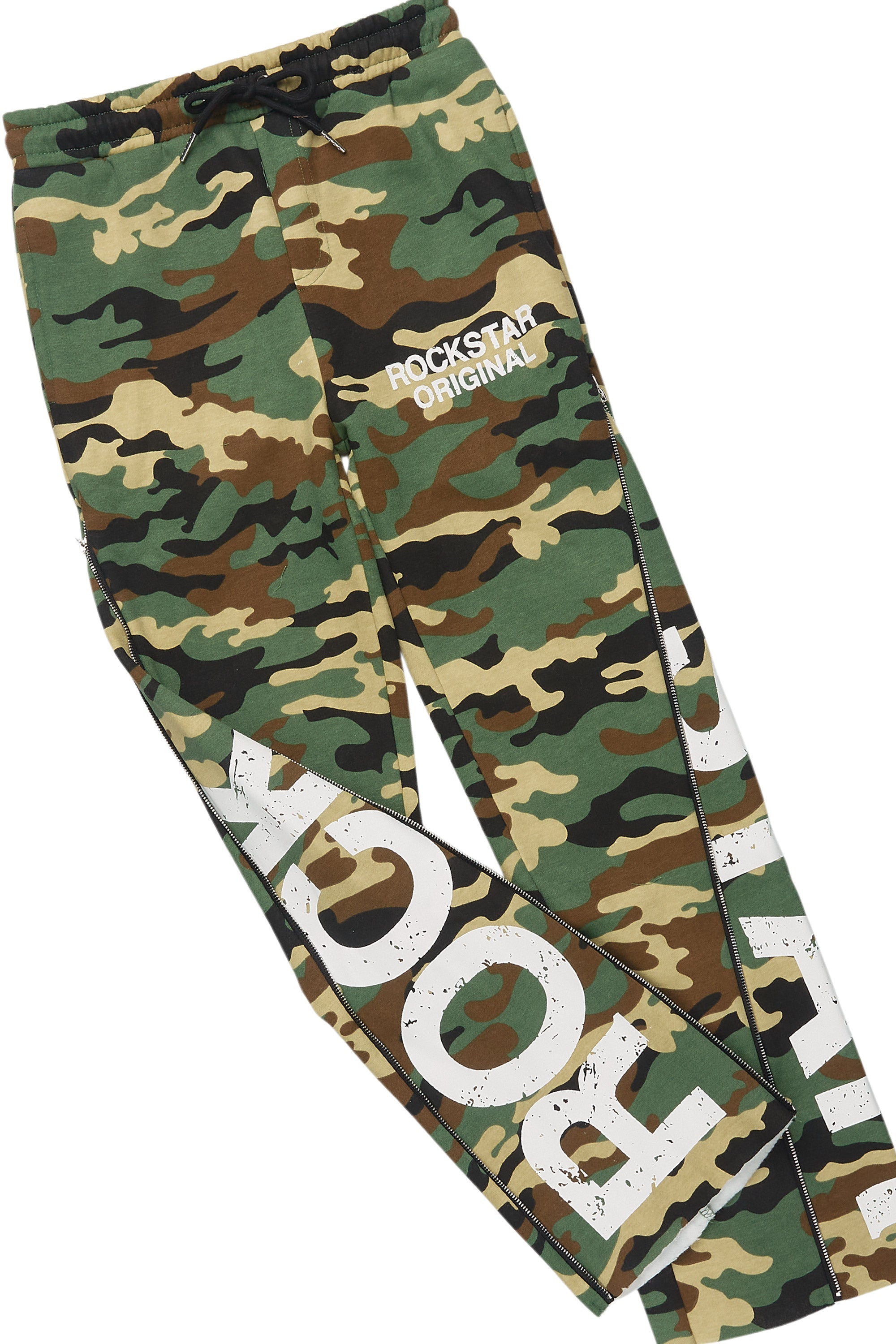 Boys Deniska Black/Camo T-Shirt Baggy Stacked Flare Set