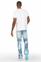 Laban Light Blue Bleach Stacked Flare Jean