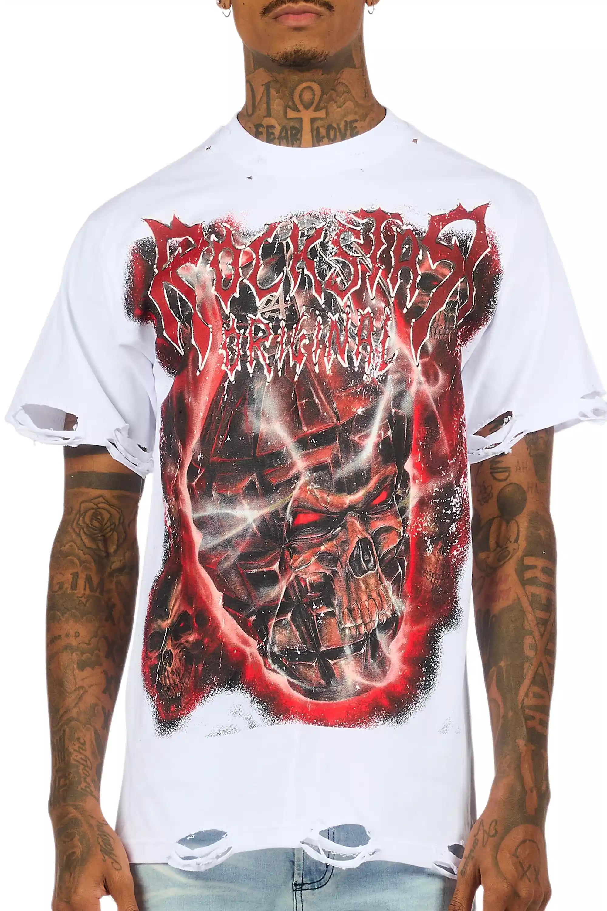 Torrez White/Multi Oversized Graphic T-Shirt