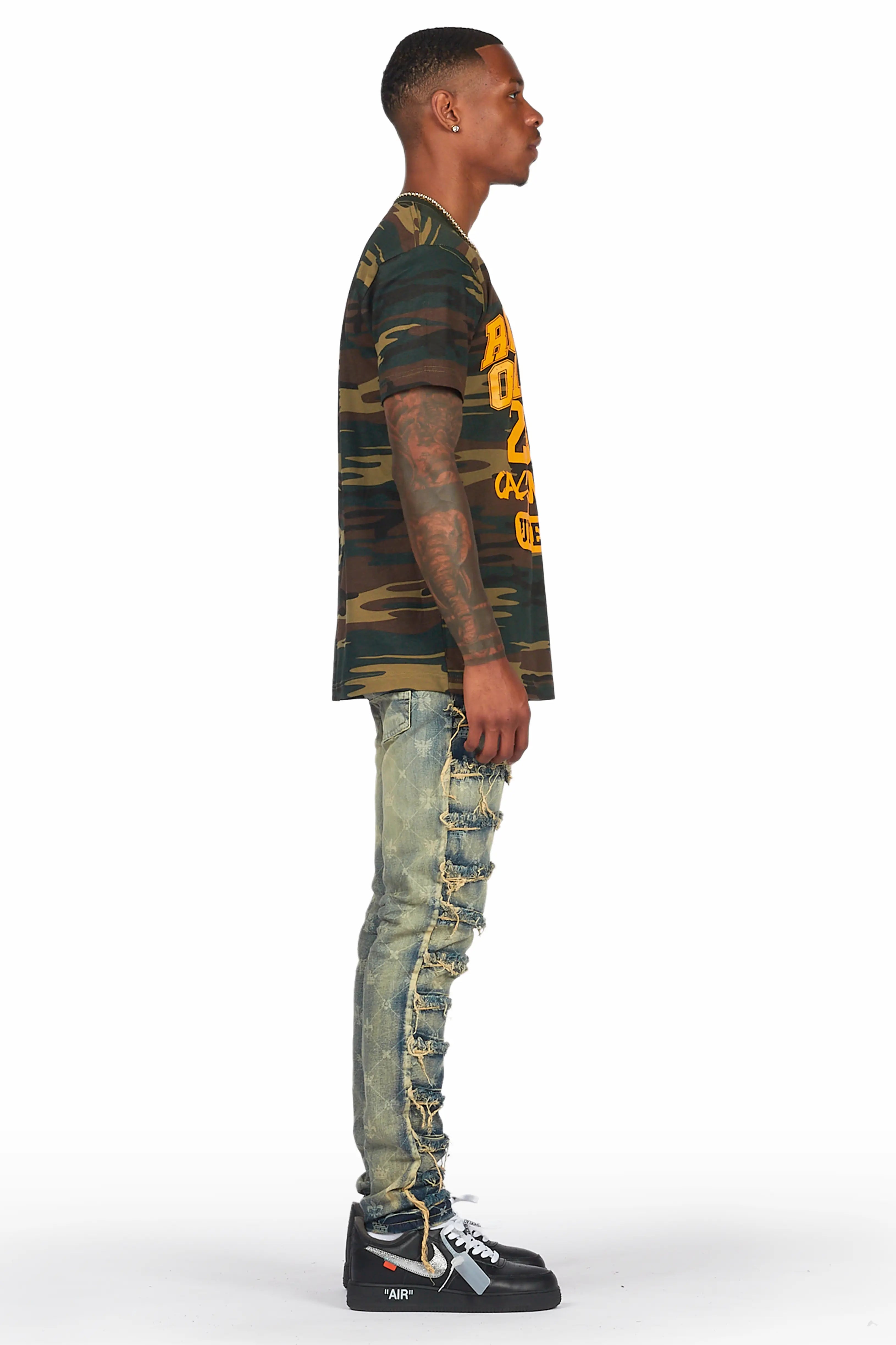 Pasha Indigo Slim Fit Frayed Jean