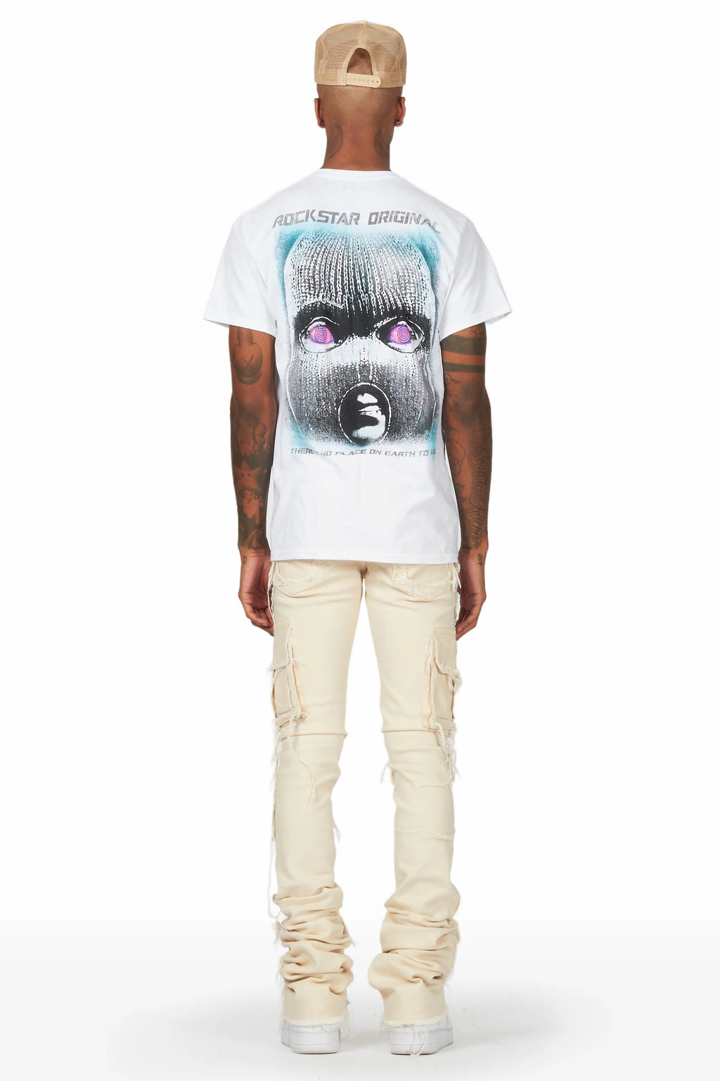 Micael Beige Painter Super Stacked Flare Jean