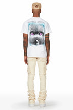 Micael Beige Painter Super Stacked Flare Jean