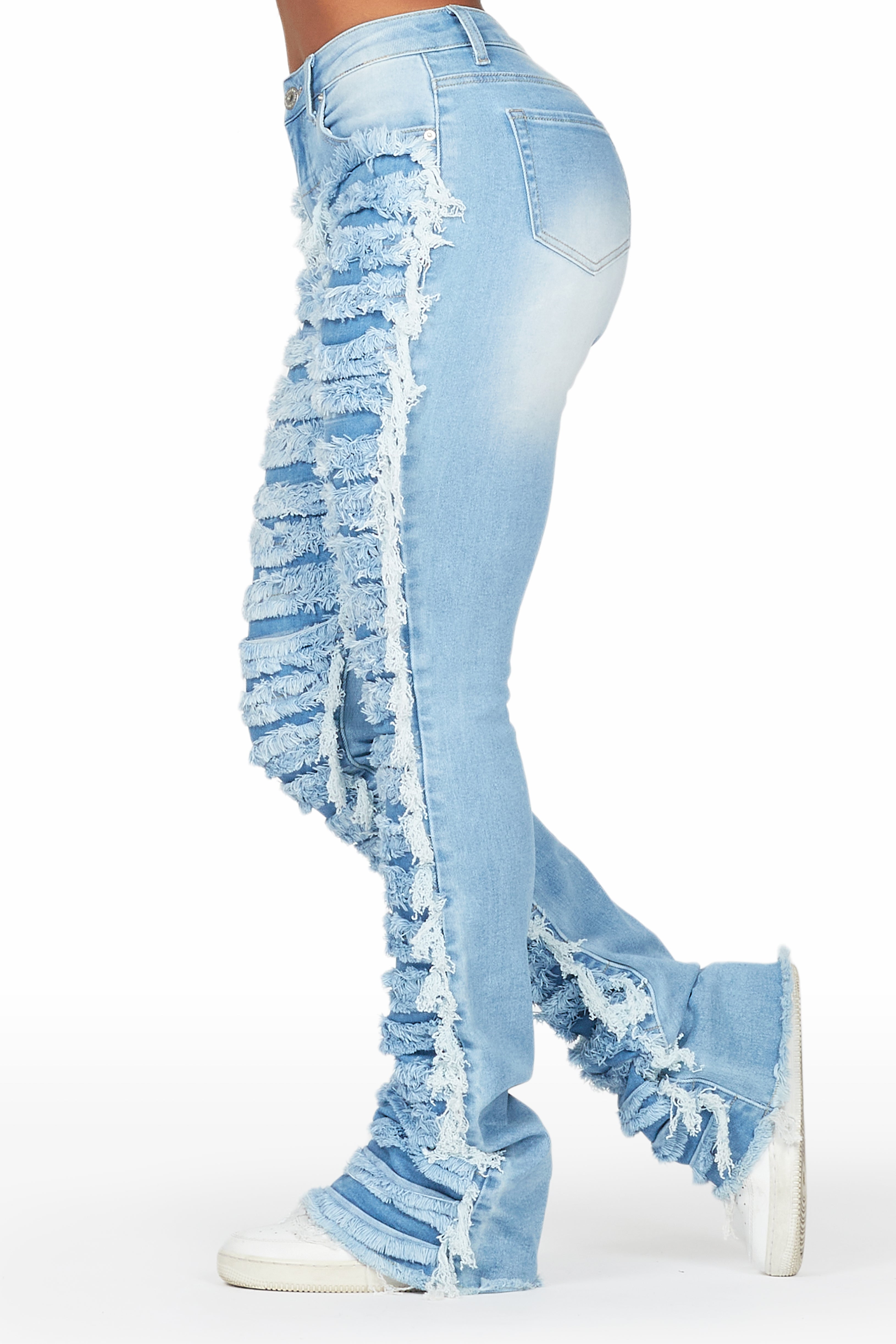 Raeven Light Blue Stacked Flare Jean