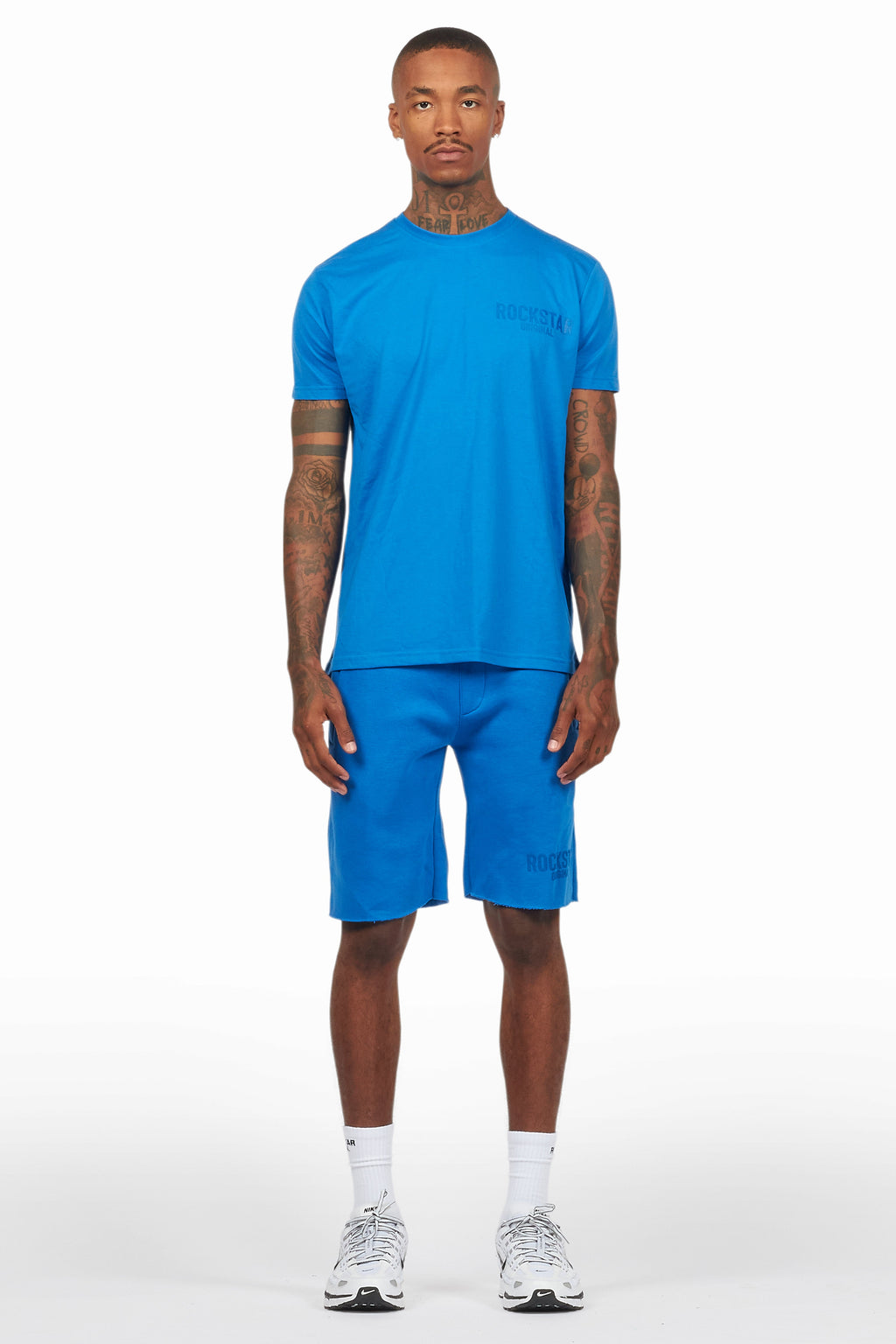 Sana Royal Blue T-Shirt/Raw Edge Short Set