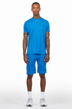 Sana Royal Blue T-Shirt/Raw Edge Short Set