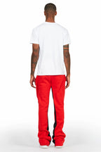 Uko Red Stacked Baggy Track Pant