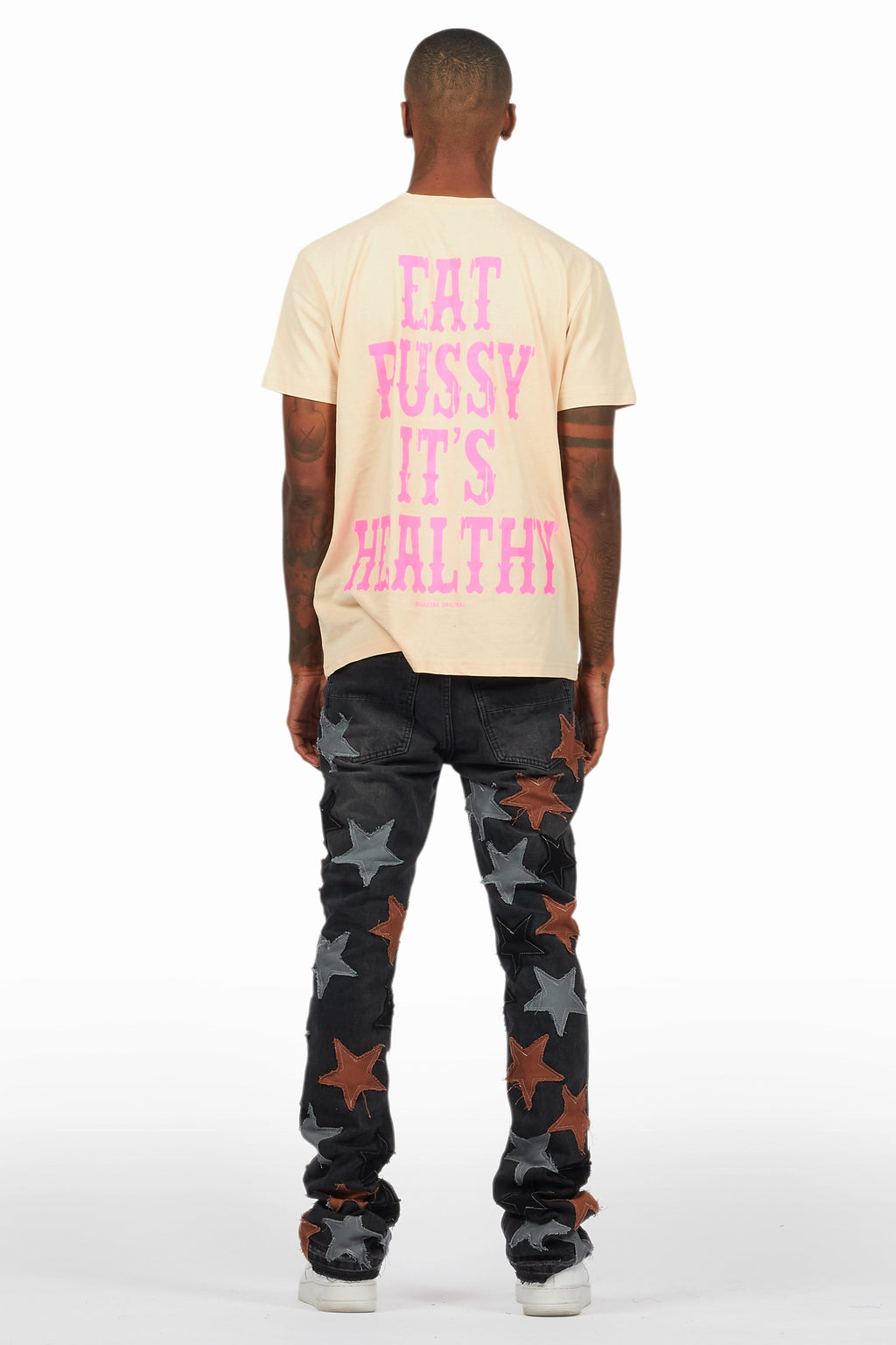 StarLane Dark Grey Stacked Flare Jean