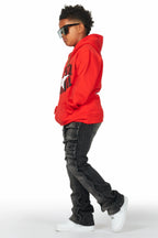 Boys Santana Dark Grey Stacked Flare Jean