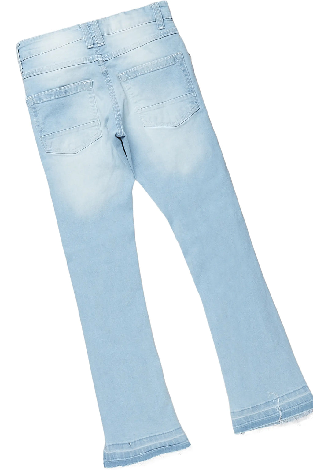 Girls Genie Grey/Blue T-Shirt/Stacked Flare Jean Set