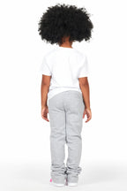 Girls Mia White/Grey T-Shirt Super Stacked Set