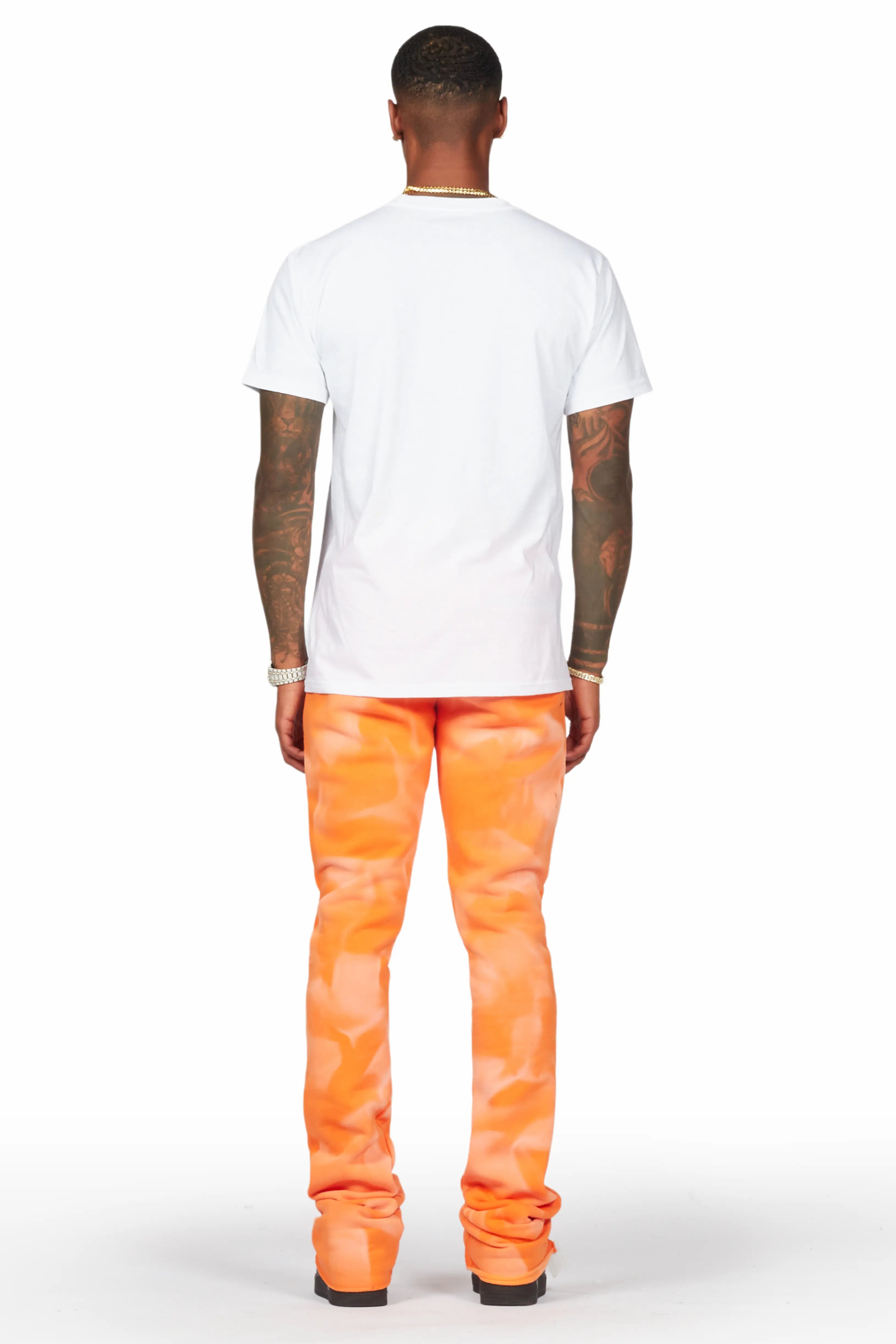Mallor Orange Graphic Stacked Flare Pant